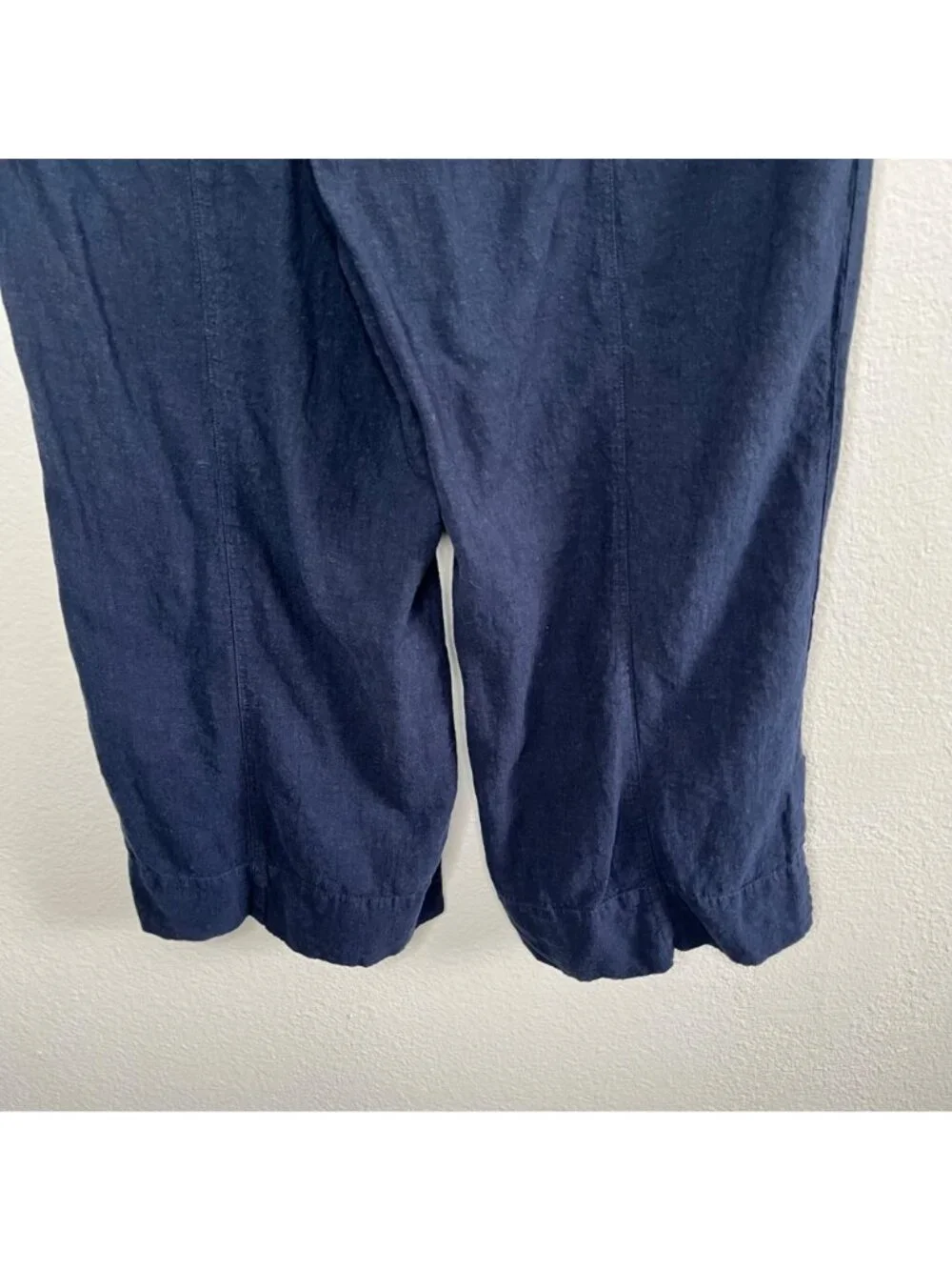 Nic+Zoe Womens Navy Blue Organic Linen Rumba Park Wide-Leg Crop Pant 12
